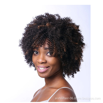 wholesale heat resistant cheap short afro kinky curly wigs synthetic hair wigs for black women